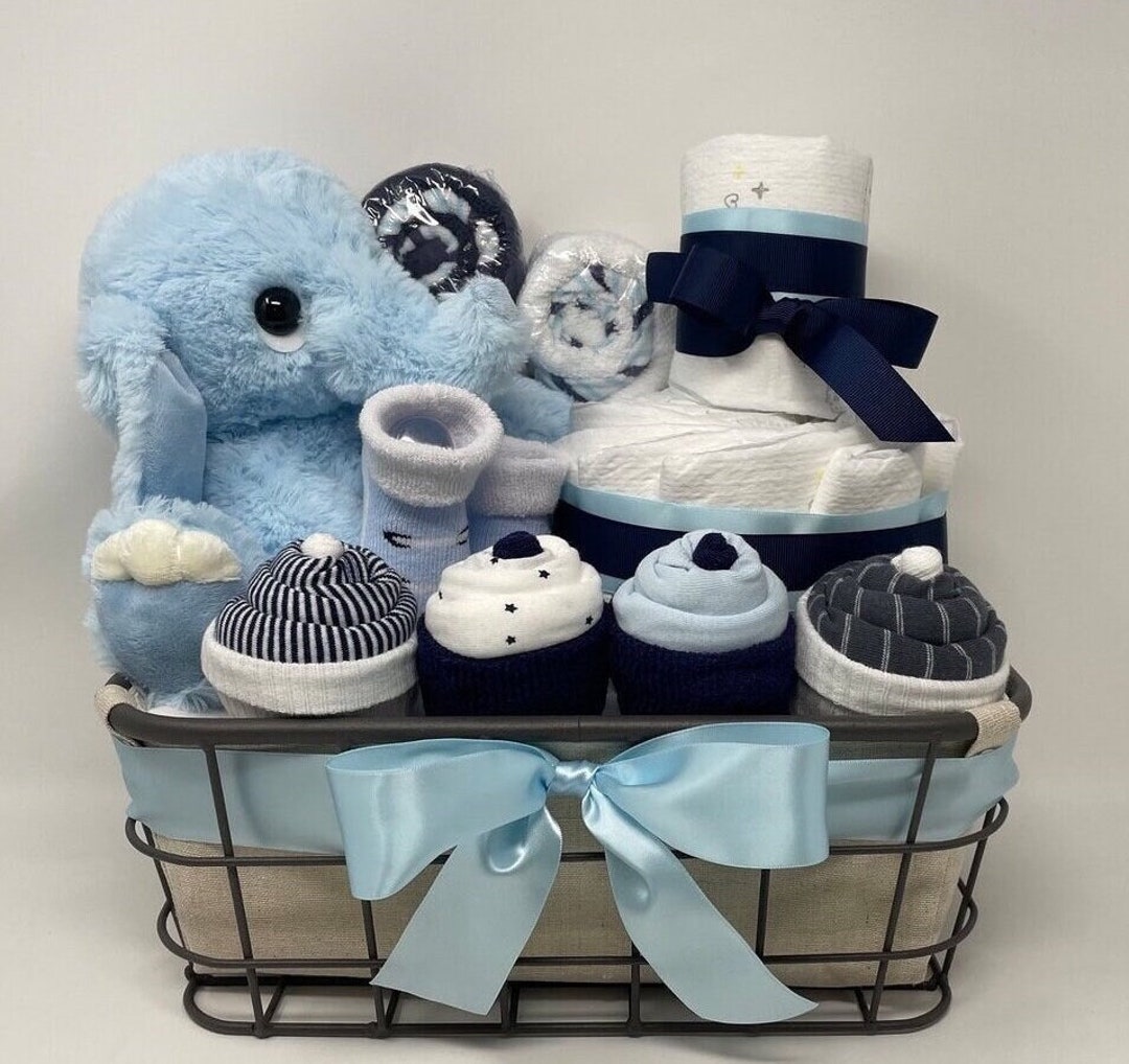 Baby Boy Shower Gift Basket, New Mom, New Baby, Baby Shower Gift