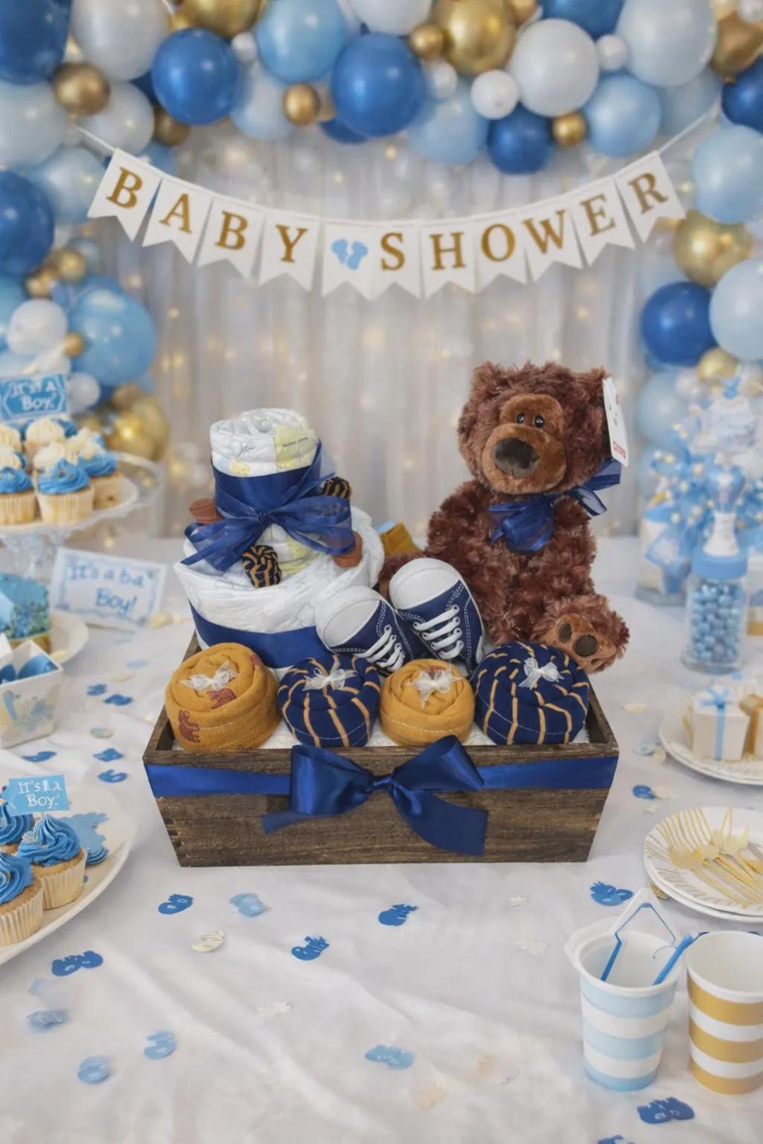 Luxury Baby Gift Basket: Teddy Bear, Carter's Rompers, Diaper Cake - Etsy