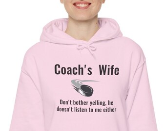 Hockey, Coach's Wife, Funny Unisex Heavy Blend™ Hooded Sweatshirt