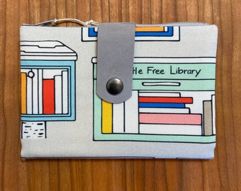 Little Free Library Book Lover Wallet Credit Card Zippered Coin Purse