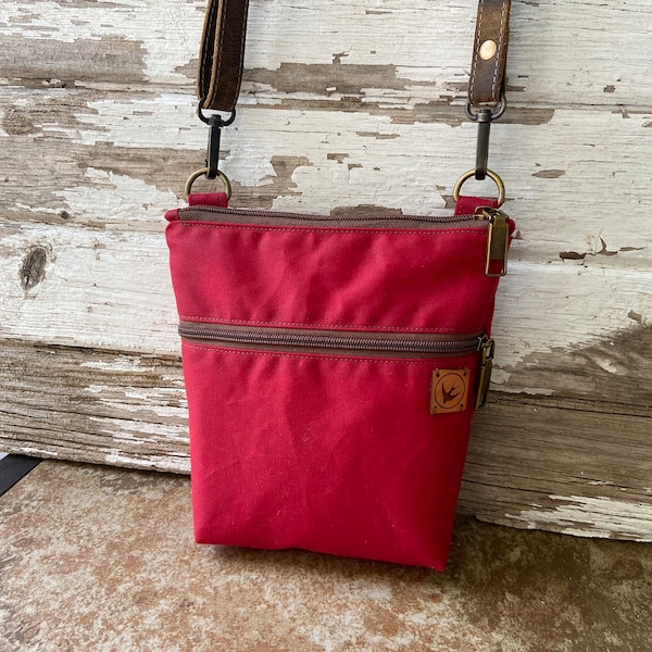 Red Waxed Canvas Crossbody