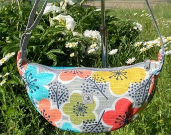 Patchwork Crescent Shoulder Bag, Retro 90s Boho Multicolor PU