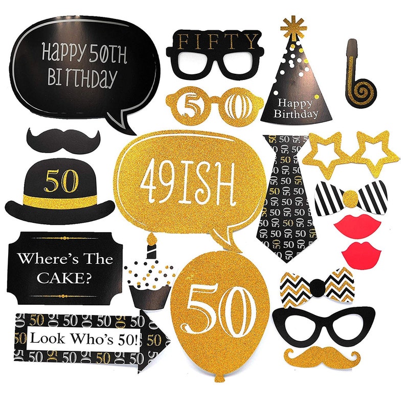 50th Birthday Photo Props Birthday Photo Booth Props Birthday Etsy
