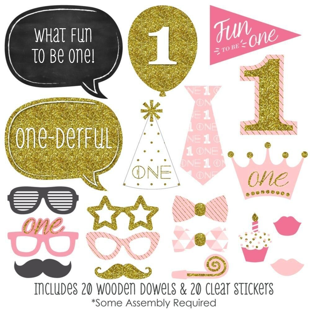 1st Birthday Photo Props Girls Birthday Photo Booth Props Etsy
