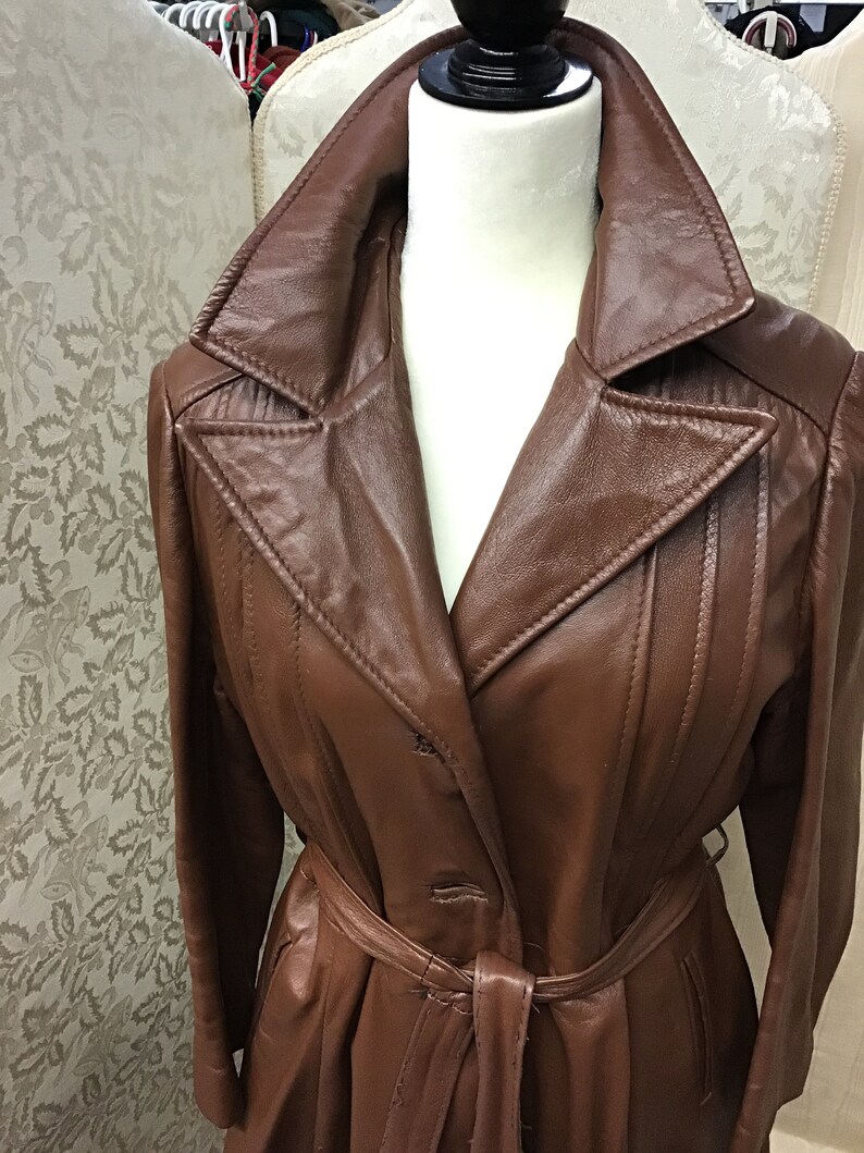 1970 women\u2019s three season full leather jacket with removable coyote fur collar