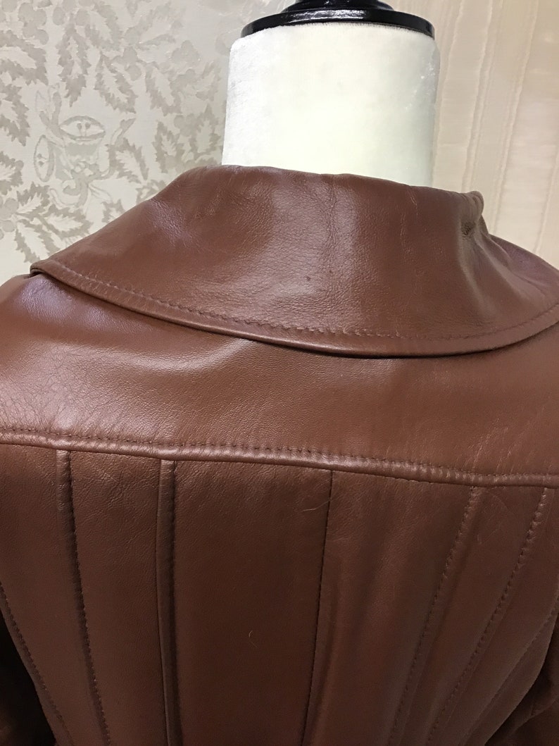 1970 women\u2019s three season full leather jacket with removable coyote fur collar