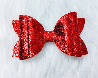 Silver Glitter Bow Christmas Hair Bows Set of 3 Holiday Hair Bows Gold Glitter Bow Red Glitter Bow Baby Hair Bows Infant Hair Clips