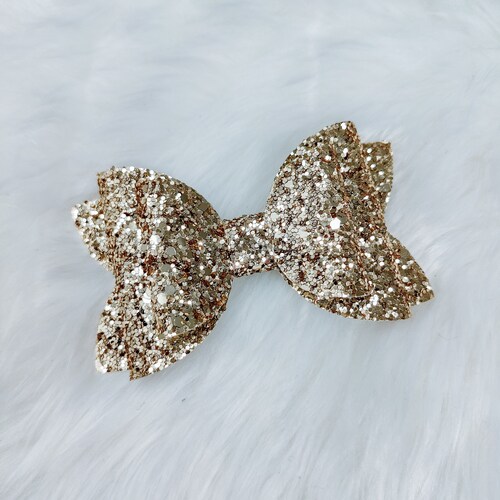Holiday Gold Glitter Hair Bow Clip - Etsy