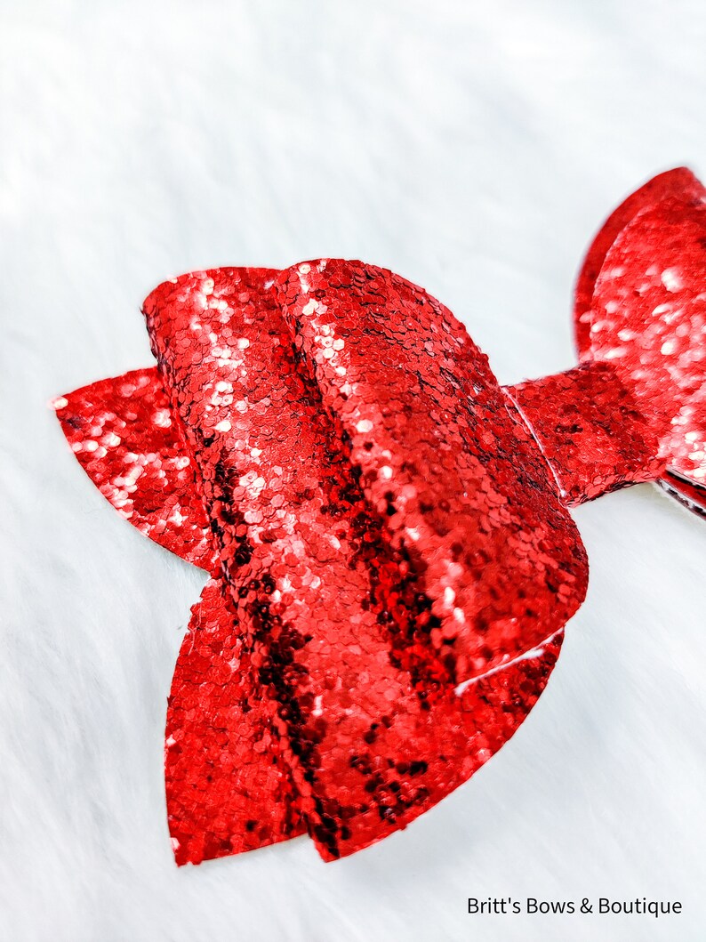Red Glitter Double Bow Glitter Bow Glitter Bow Headband Etsy