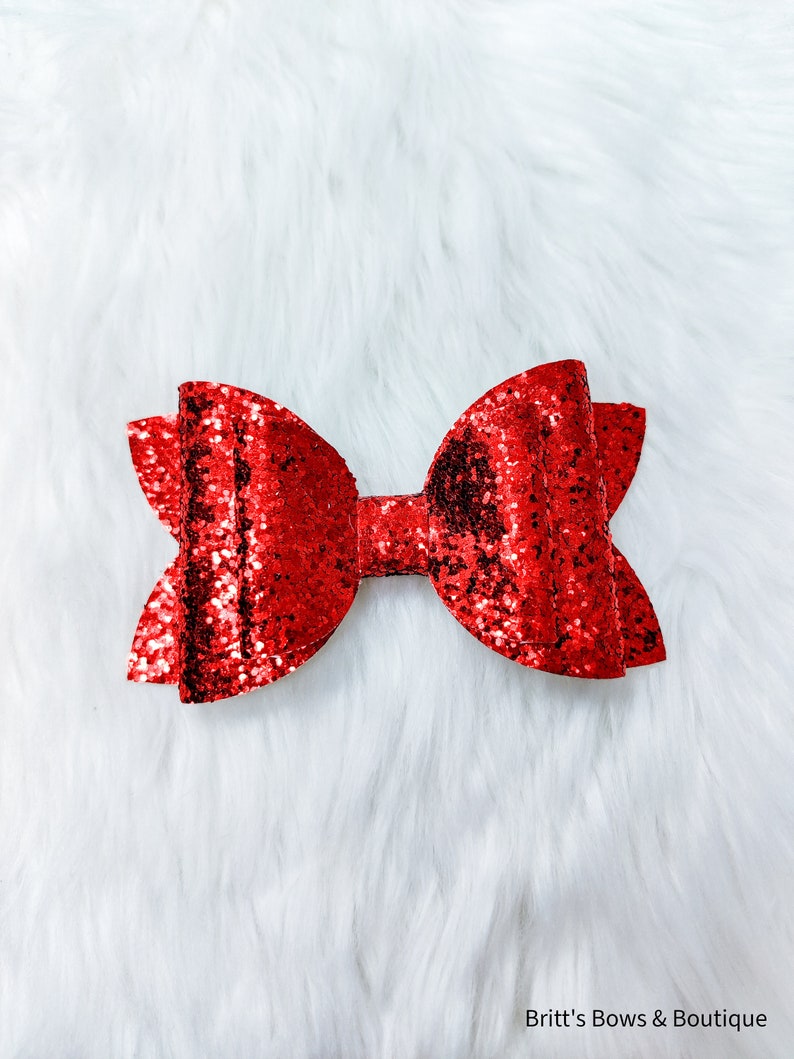 Red Glitter Double Bow - Glitter Bow - Glitter Bow Headband - Gl Red Glitter Double Bow - Glitter Bow - Glitter Bow Headband - Gl