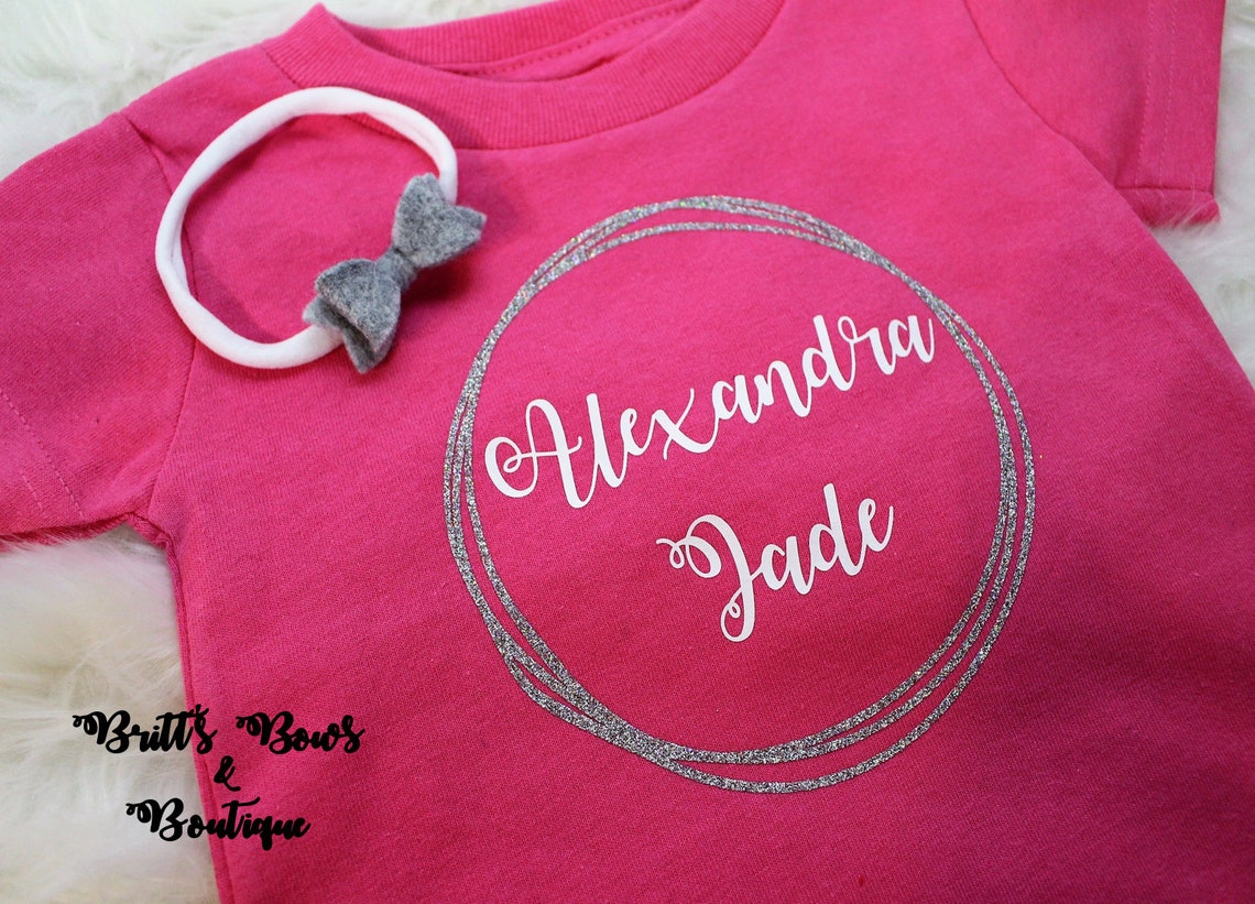 Pink Personalized Baby Shirt Custom Girl Tee Pink Custom Etsy