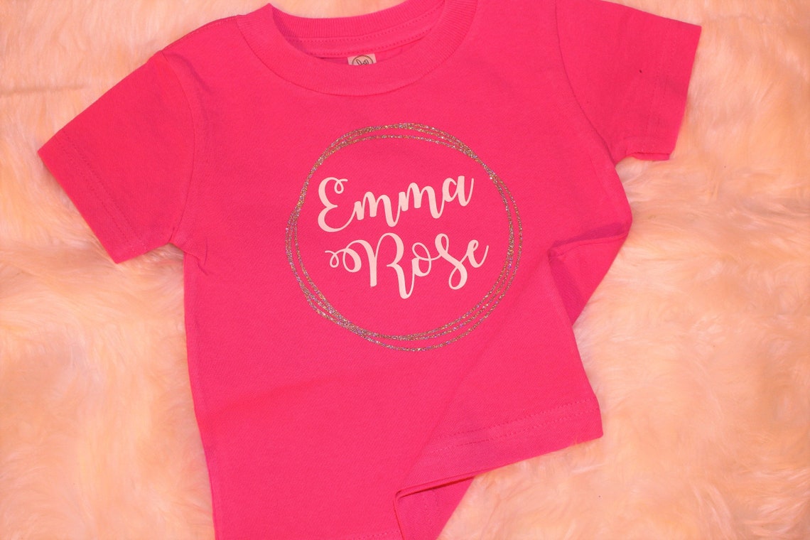 Pink Personalized Baby Shirt Custom Girl Tee Pink Custom Etsy
