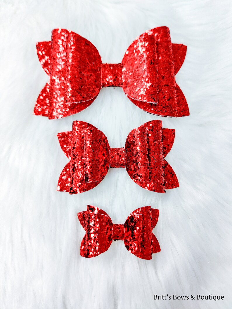 Red Glitter Double Bow Glitter Bow Glitter Bow Headband Etsy