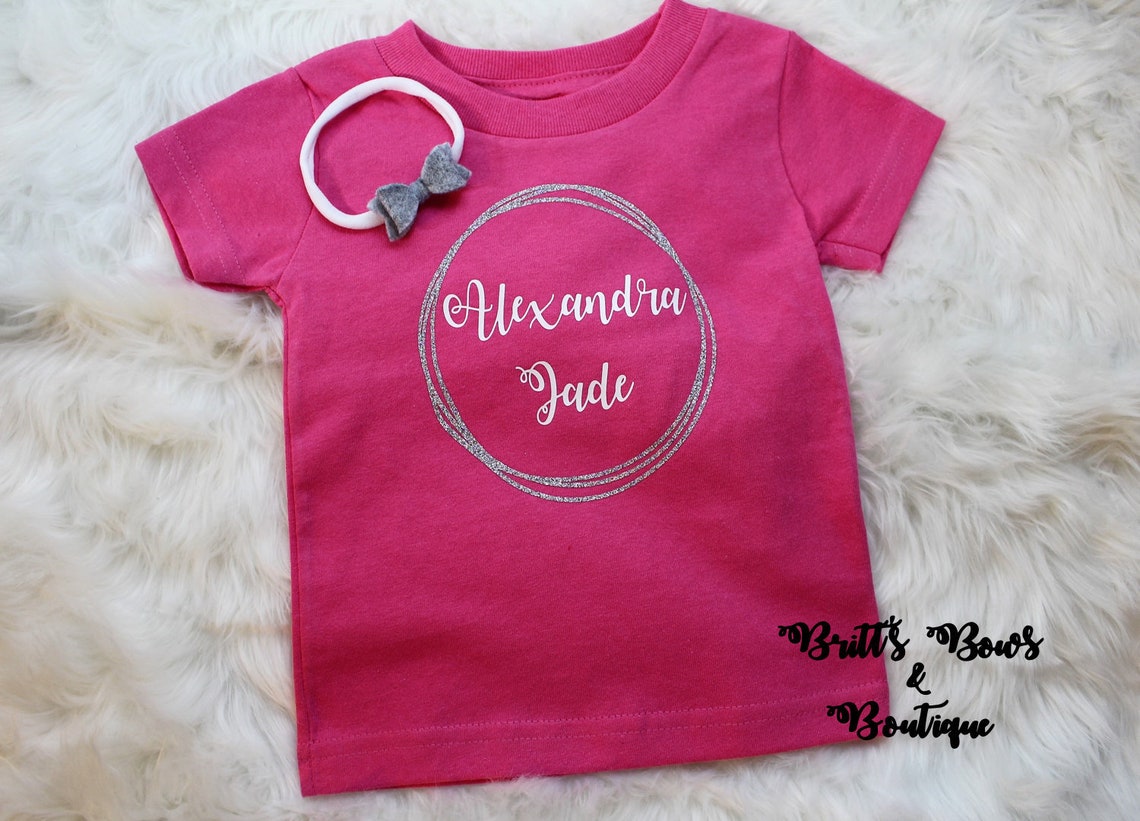 Pink Personalized Baby Shirt Custom Girl Tee Pink Custom Etsy
