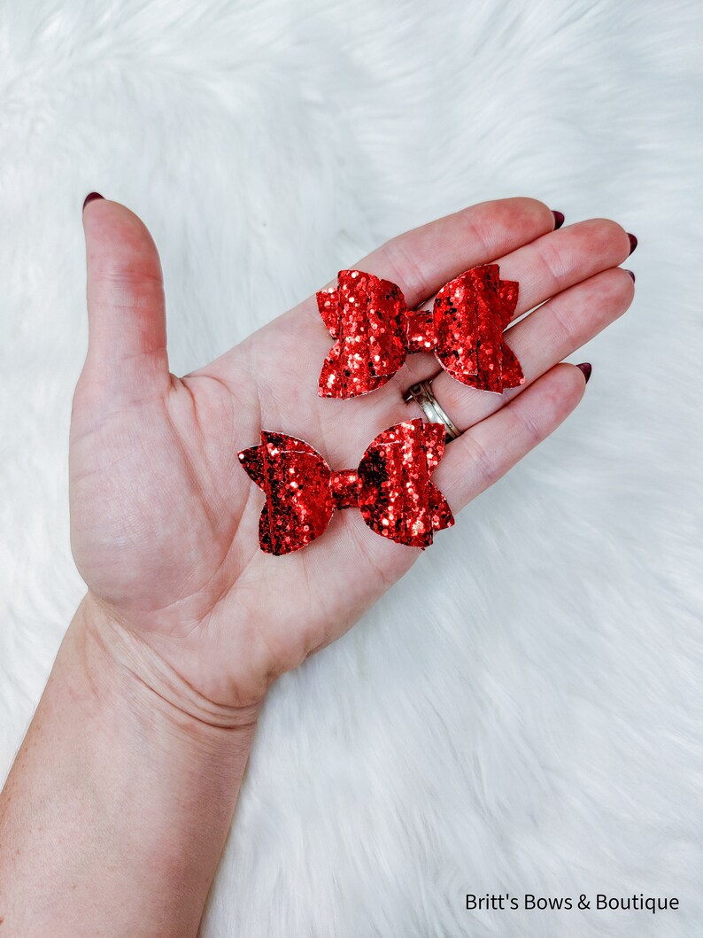 Red Glitter Double Bow Glitter Bow Glitter Bow Headband Etsy