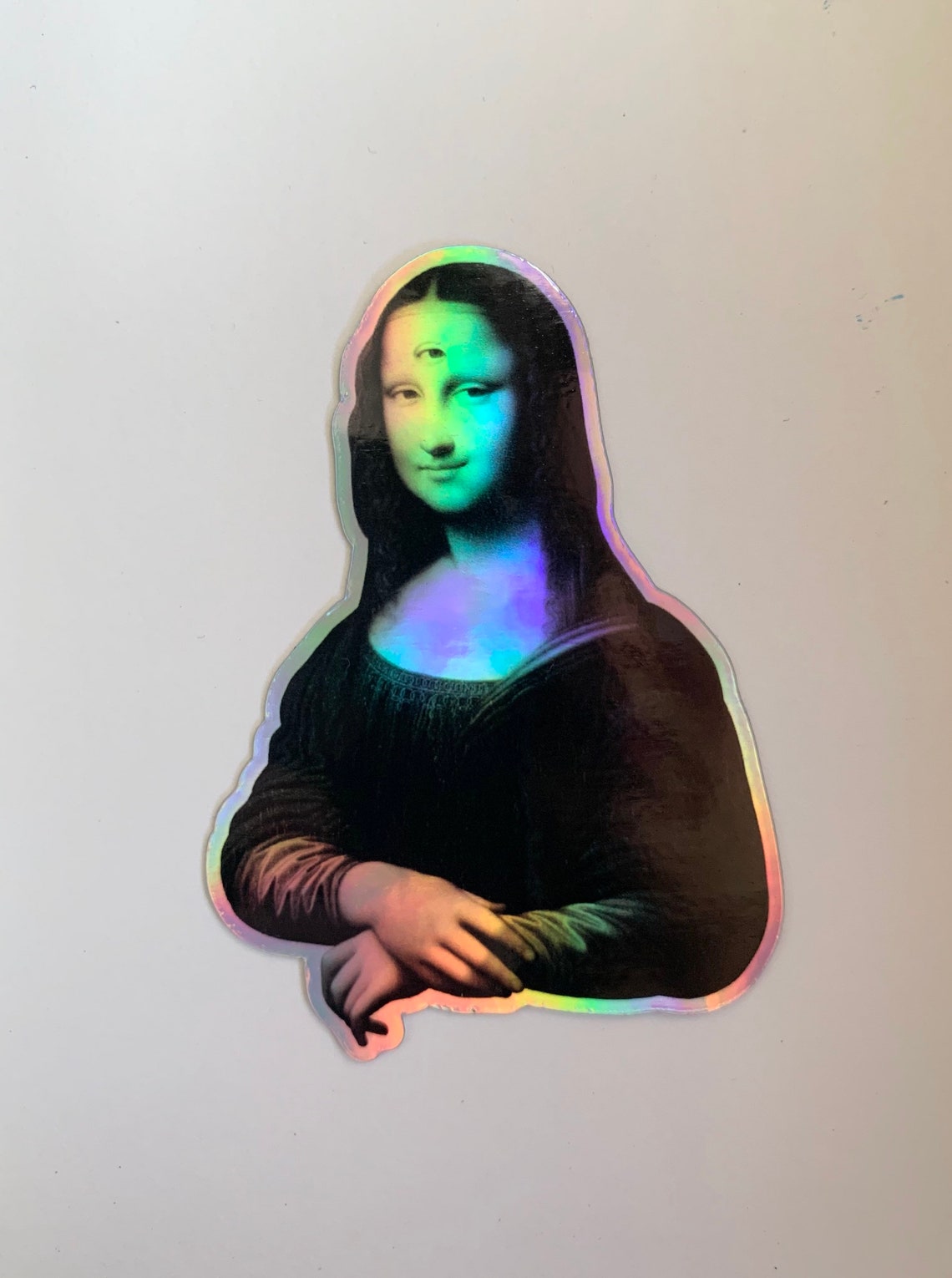 Third Eye Mona Lisa Holographic Sticker Etsy