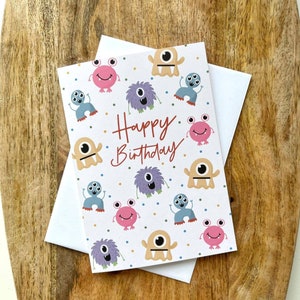 Carte de joyeux anniversaire, neutre, monstres, extraterrestres, carte de petit garçon, carte de petite fille, fils, petit-fils, fille, petite-fille, carte d'enfant