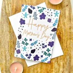 Carte florale florale pour la fête des mères, maman, belle-mère, grand-mère, joyeuse fête des mères, cadeau de fête des mères, belle-mère, maman, blanc à l'intérieur, cadeau pour elle