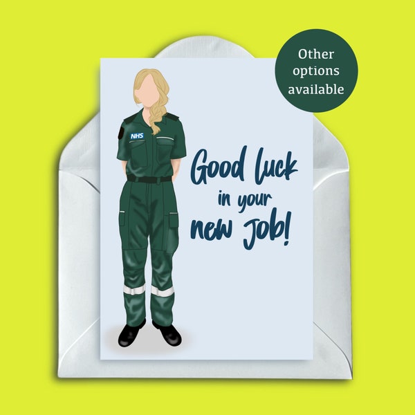 Paramedic card, Good Luck In Your New Job, NHS, Paramedic, Emergency Services, New Job, Good Luck, Ambulance, Paramedic Gift, Congrats