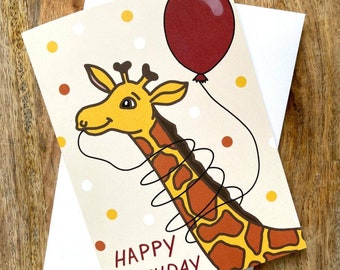 KIDS BIRTHDAY CARD I cute animal card, son, grandson, boys card, girls card, giraffe, daughter, A6, blank card, children's card,cute animal