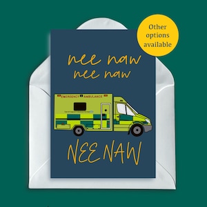 Cartão de aniversário de ambulância, NHS, serviços de emergência, feliz aniversário, cartão de aniversário, cartão de felicitações, NHS, cartão para ela, cartão para crianças, cartão para ele
