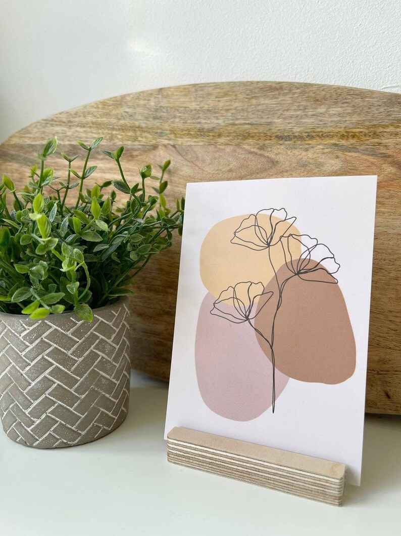 flower florals print flower art wall art Line drawing floral postcards A6 prints postcards