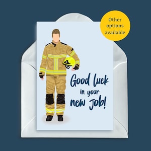 Nouvelle carte de travail de pompier, pompier, pompier, nouvel emploi, bonne chance dans votre nouvel emploi, carte de femme pompier, pompiers, voiture de pompiers,