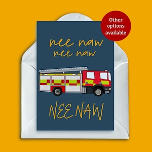 Tarjetas de bomberos, tarjeta de cumpleaños, feliz cumpleaños, servicios de emergencia, camión de bomberos, tarjeta para niño, tarjeta para hombre, tarjeta para él, unisex, nhs, para ella