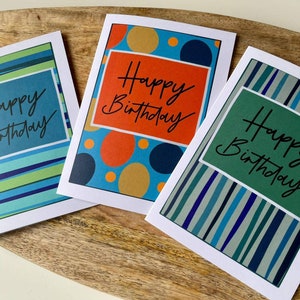 Cartões de aniversário ousados e brilhantes para ele ou para ela, aniversário, feliz aniversário, vazio dentro,