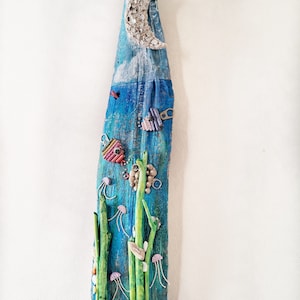 Home decoration, handmade, wall decorations, recycled art, animal fish decoration, wooden fish, sea decorations