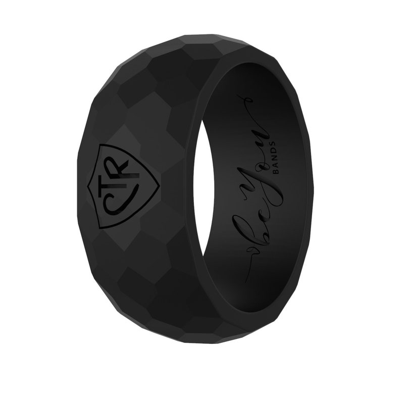 Men's Black Silicone CTR Ring Etsy