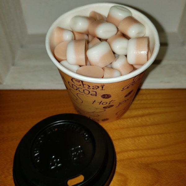 2 oz. Adorable Coffee Cup with Lid / Coffee/Latte/Espresso/Cappuccino Wax Melt Beans/Handpoured/Heavily Scented/Coffee Beans