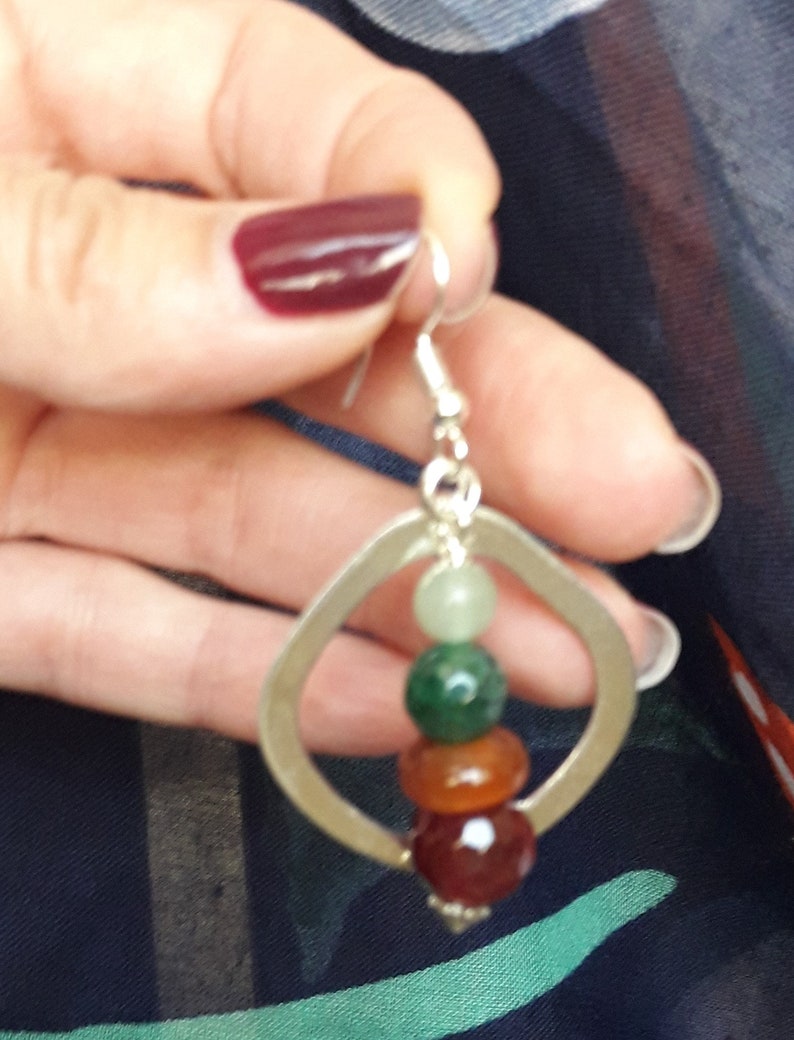 drop earrings with gemstone beads