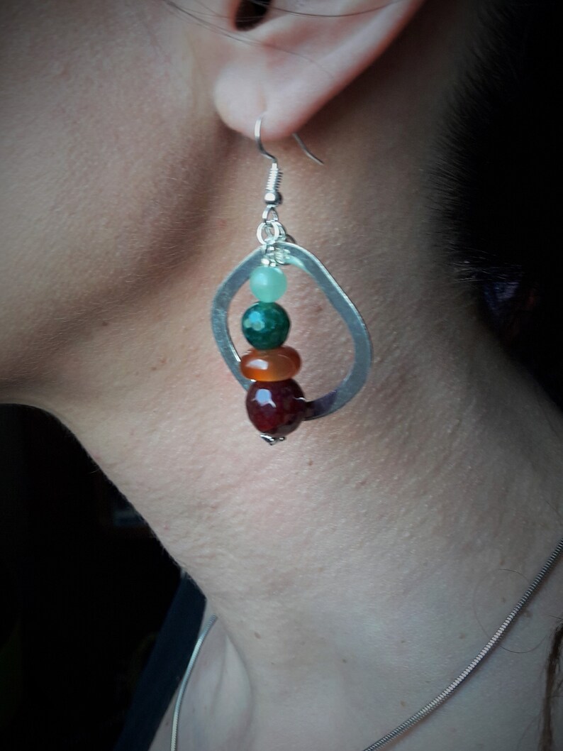 drop earrings with gemstone beads