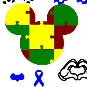 Autism Awareness Mickey head svg