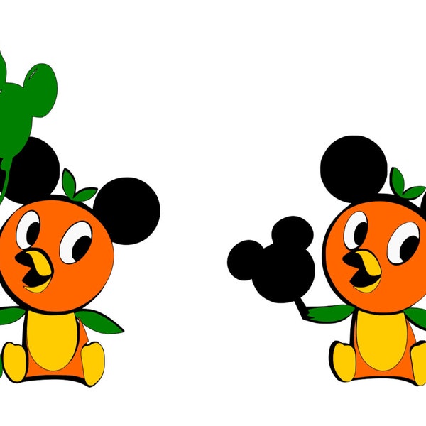 Orange Bird with balloons or Mickey Bar svg png