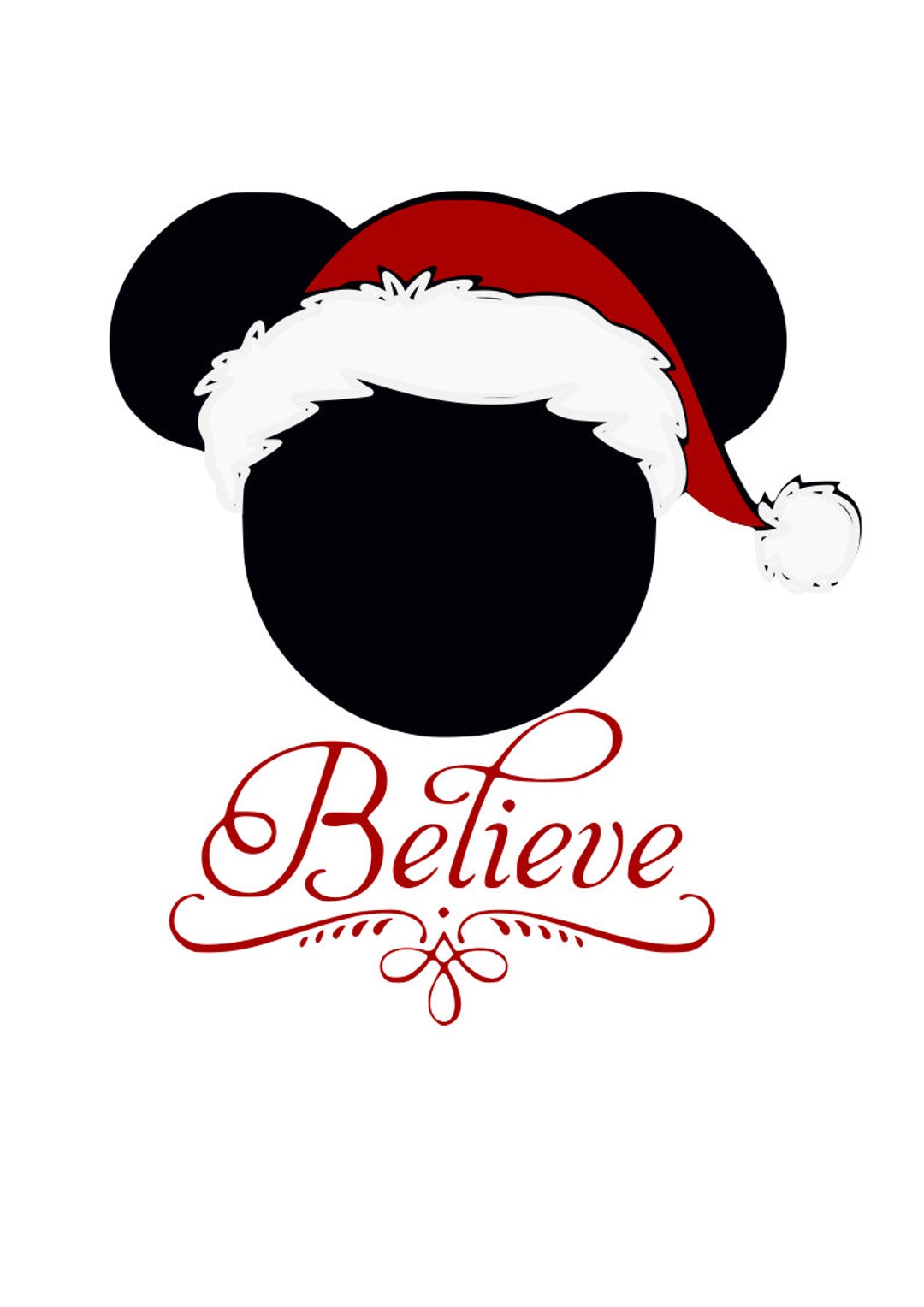 Santa Mickey Mouse Believe Svg Etsy
