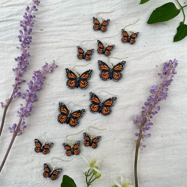 Monarch Butterfly Earrings | Handmade Polymer Clay Earrings | Insect Earrings | Nature Earrings | Butterfly Earrings