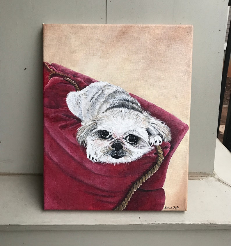 Painting on Stretched Canvas Custom Pet Portrait 11x14in.