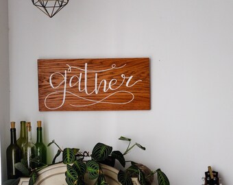 READY TO SHIP | Large Handcrafted Wood Sign | Handlettered | Home Decor | 24 in | Light or Dark Brown Stain | White Lettering | Red Oak
