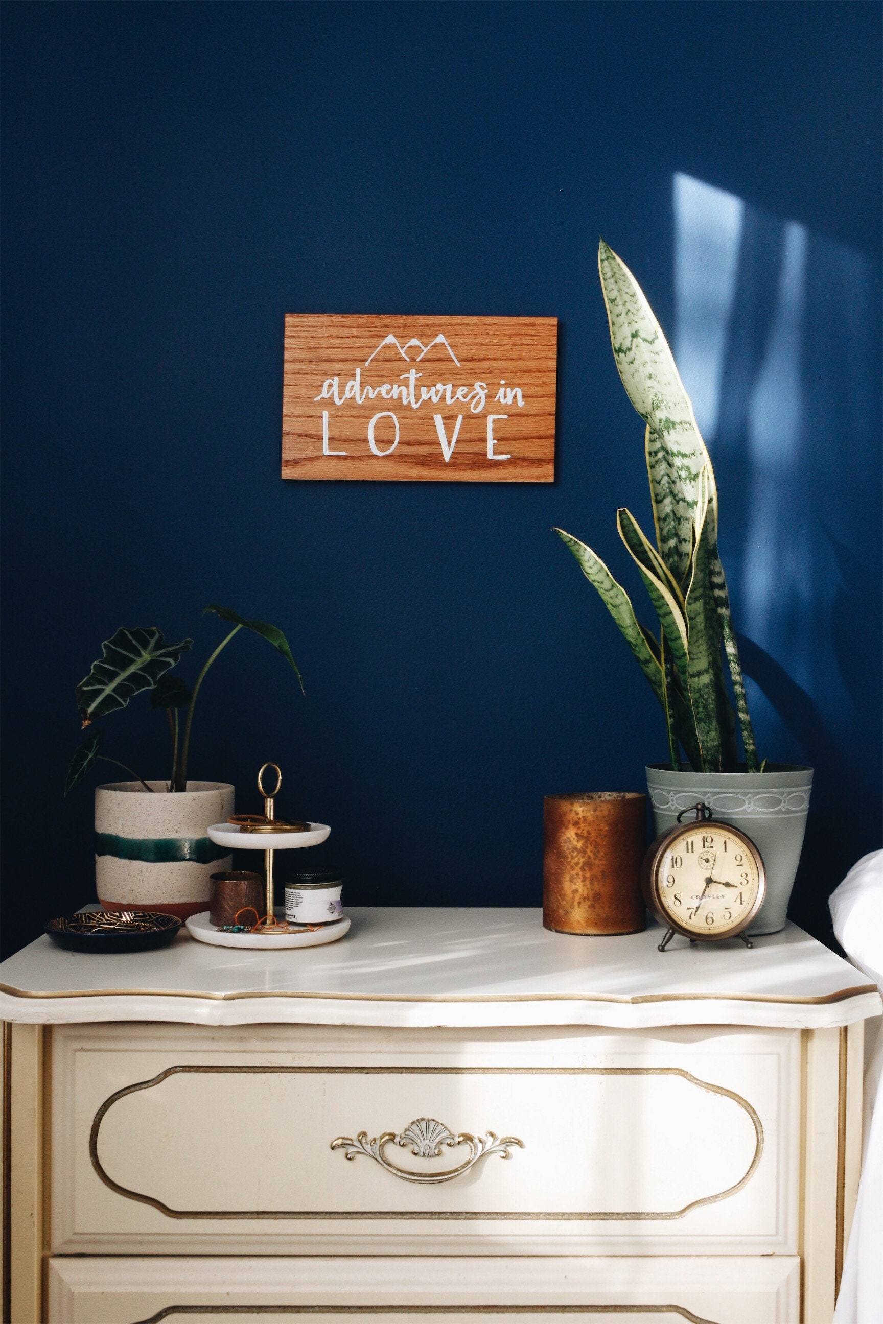 READY TO SHIP | Handcrafted Wood Sign | Handlettered | Home Decor | Adventures | 24 in | Light Brown Stain | White Lettering | Red Oak