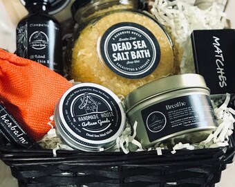 Eco-friendly, Handcrafted Gift Basket for Women, Natural Skincare Pampering and Stress Relief, Unique Hostess, Girlfriend, Mother, Boss Gift