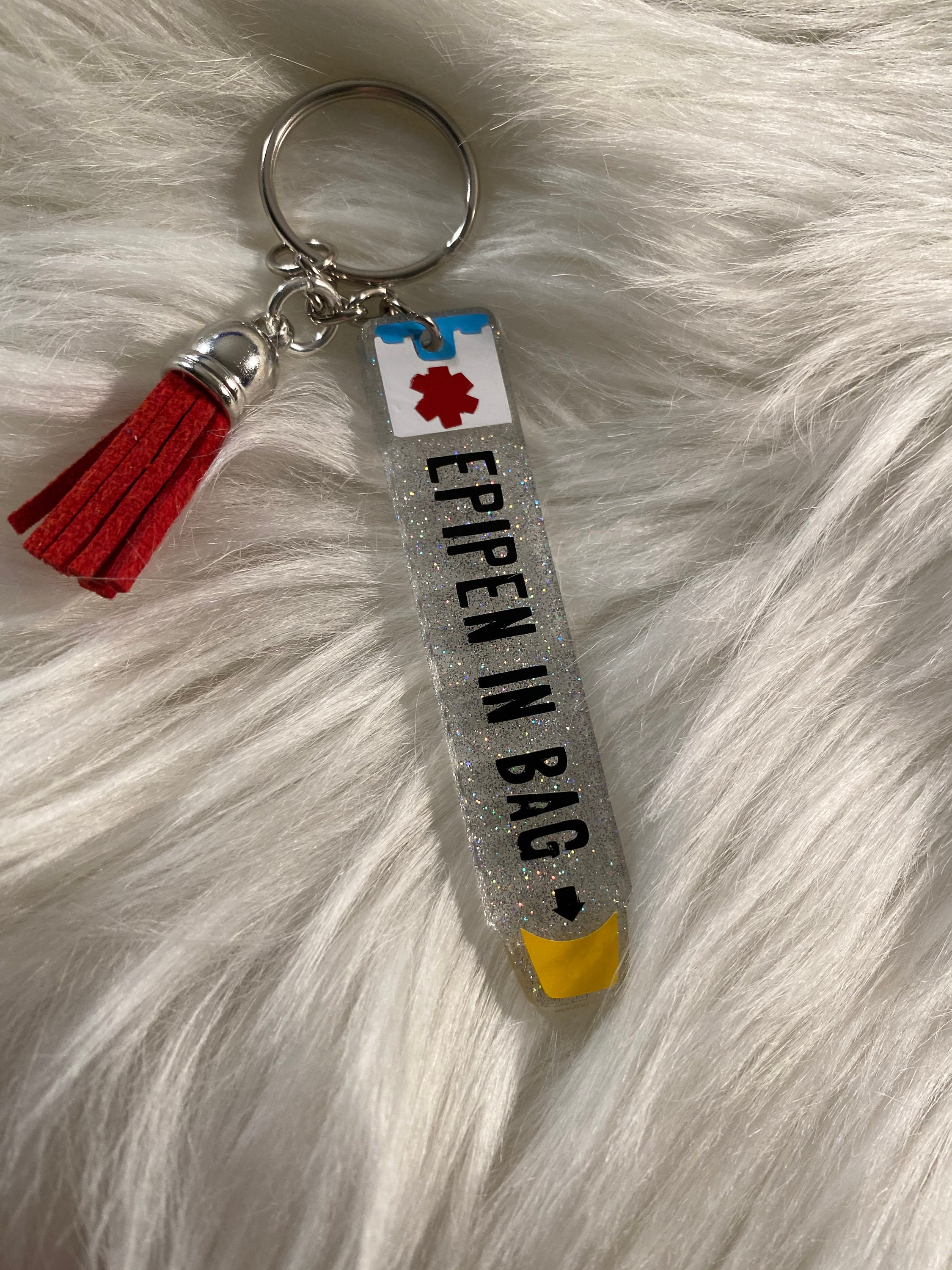 Epipen Allergy Alert Acrylic Keychain/ Epipen in Bag Etsy