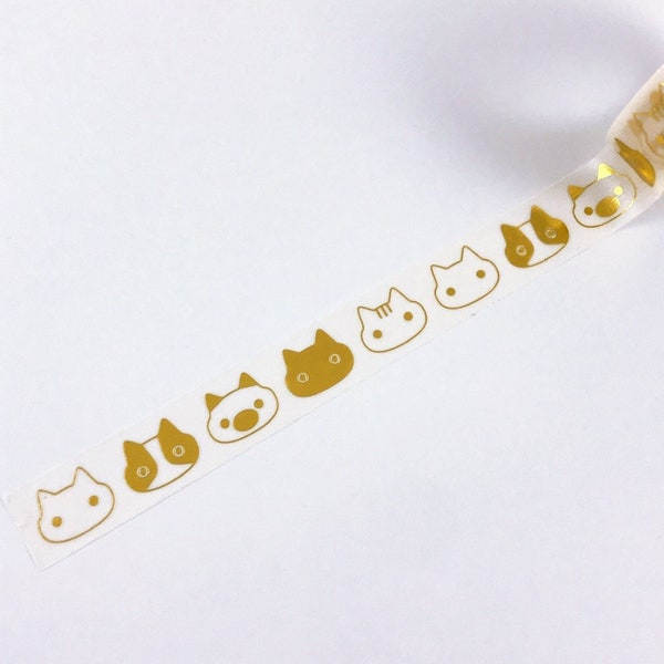 Cat washi tape, masking tape, golden foil Washi tape