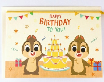 Chipmuks birthday card, greeting card