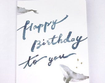 Whale birthday card, greeting card