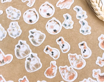 Gold Foil Animal Washi Stickers: Scrapbook Planner Stickers (45pcs)