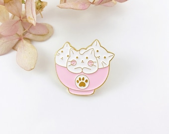 Cute Three Cats in Bowl Enamel Pin, Backpack Pin