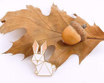 Origami Rabbit Enamel Pin: Metal Animal Hat Pin
