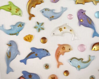 Dolphin Sticker Sheet: Scrapbook Planner Stickers (7 cm x 17 cm)